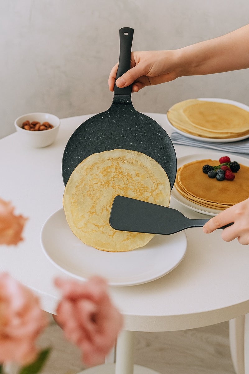 SONEX Non-Stick Aluminum Flat Tawa Pan – Marble Coating, 30 cm, Anti-Slip Handle  - Image 5