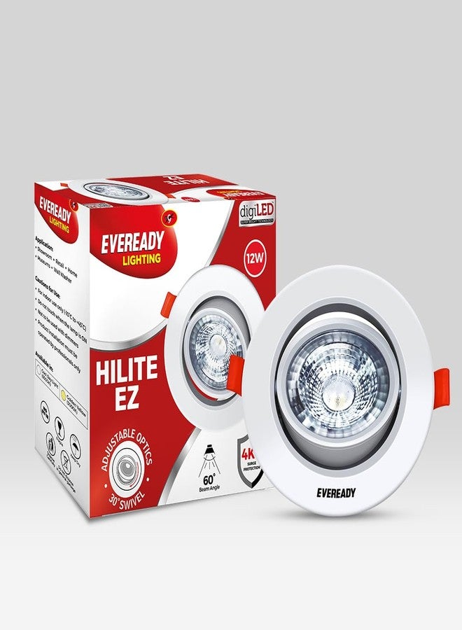إفريدي مصباح إيفريدي LED موضعي بقوة 12 واط | شكل دائري | موفر للطاقة | خفيف الوزن | إضاءة عالية | حماية من زيادة التيار الكهربائي حتى 4 كيلو فولت | قابل للتعديل والدوران | ضوء نهاري 6500 كلفن | صنع في الهند ومعتمد من مكتب المواصفات الهندية (BIS) - Image 1