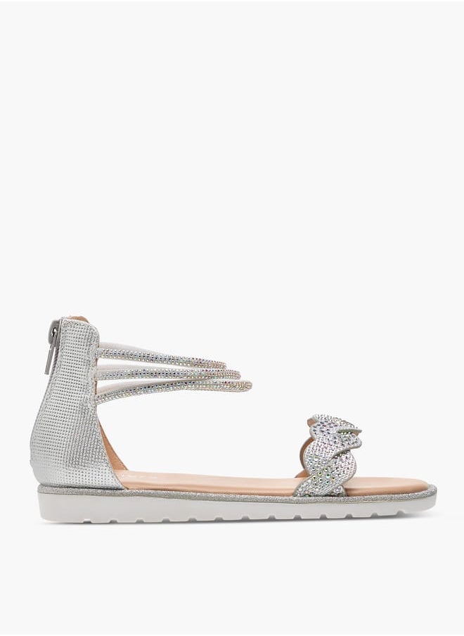 JUNIORS - Girls Daimante Straps Festive Sandals - Image 1