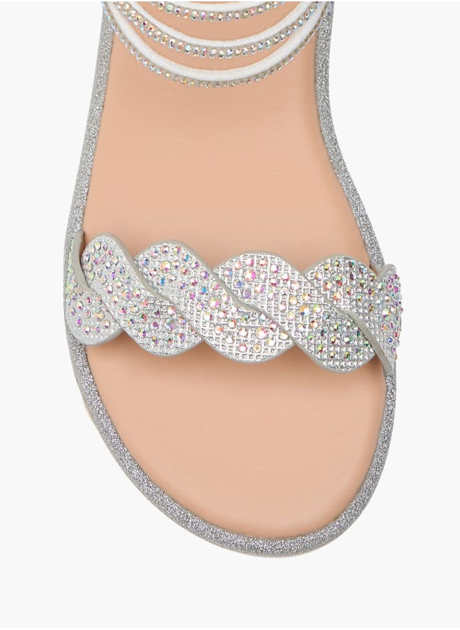 JUNIORS - Girls Daimante Straps Festive Sandals - Image 1