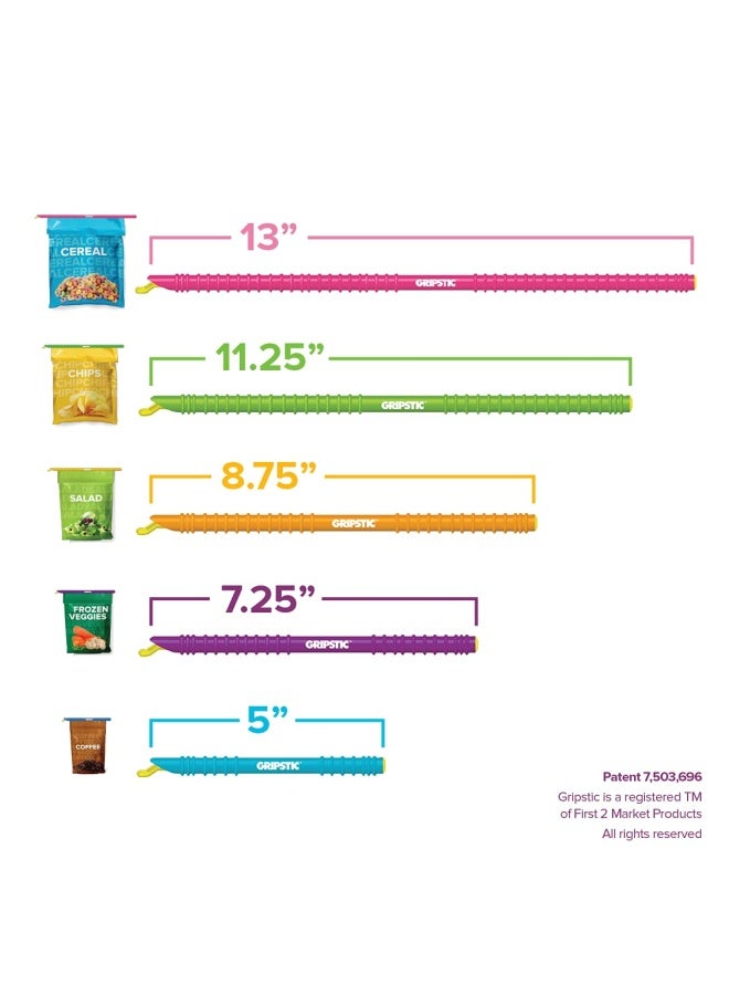 GripStic GripStic 12pc Assorted Bag Clips Durable and reusable chip clips seal food bags air tight Set includes 2 5 Blue 3 725 Purple 3 875 Orange 3 1125 Green 1 13 Pink - Image 4