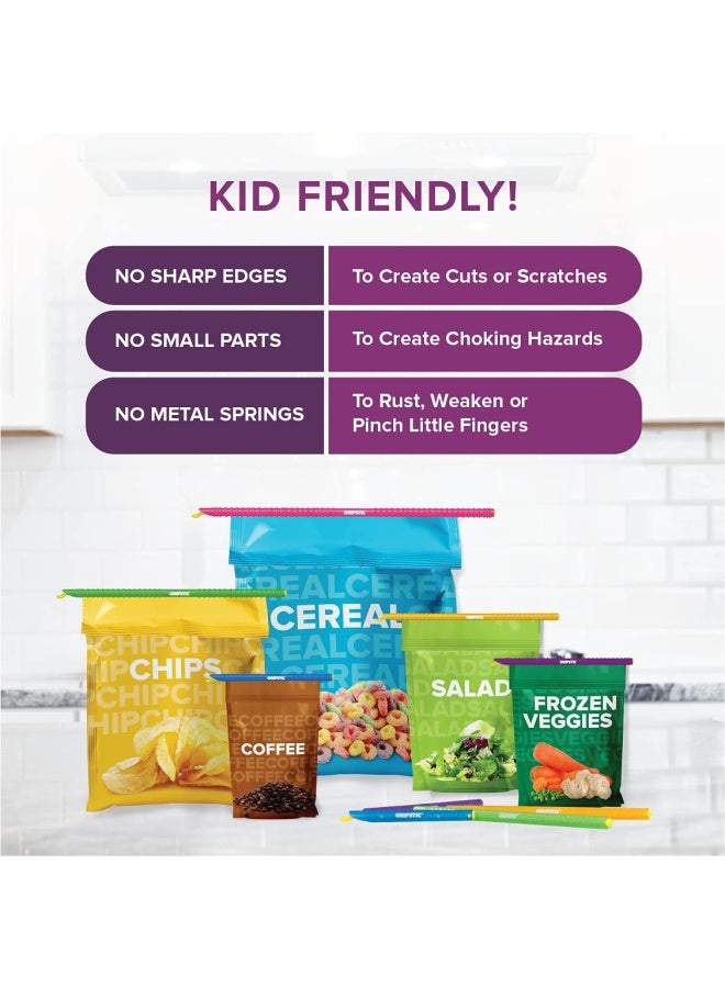 GripStic GripStic 12pc Assorted Bag Clips Durable and reusable chip clips seal food bags air tight Set includes 2 5 Blue 3 725 Purple 3 875 Orange 3 1125 Green 1 13 Pink - Image 3