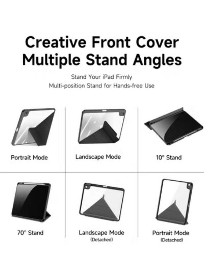 Rock Pow Case for iPad A16 11th 11inch 2025 Case for iPad 10th 10.9inch 2022 Clear Transparent Back Shell with Pencil Holder, Auto Sleep/Wake Case Cover - Image 3