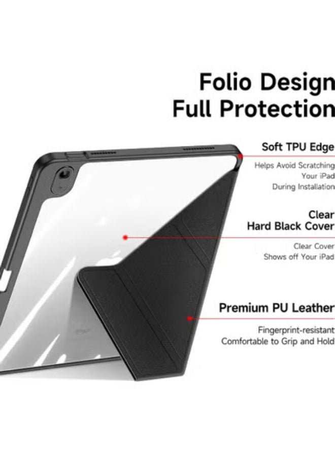 Rock Pow Case for iPad A16 11th 11inch 2025 Case for iPad 10th 10.9inch 2022 Clear Transparent Back Shell with Pencil Holder, Auto Sleep/Wake Case Cover - Image 4