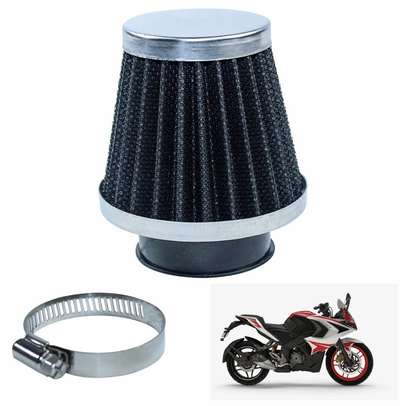 Asryd Motorcycle Air Filter Pods, Motorcycle Air Filter 42mm Round Tapered Clamp-on Pod Intake Filter Cleaner For Bajaj Pulsar RS 200 (Pack of 1), BLACK - Image 4