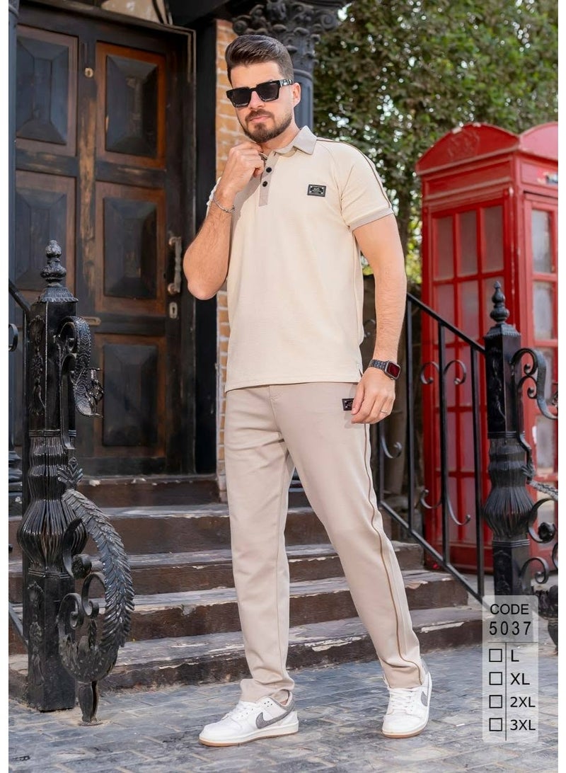 ترنج شبابي صيفي خروج قطن فاخر نقي 100% - تصميم أنيق وشيك لون بيج - مقاس XL - Image 3