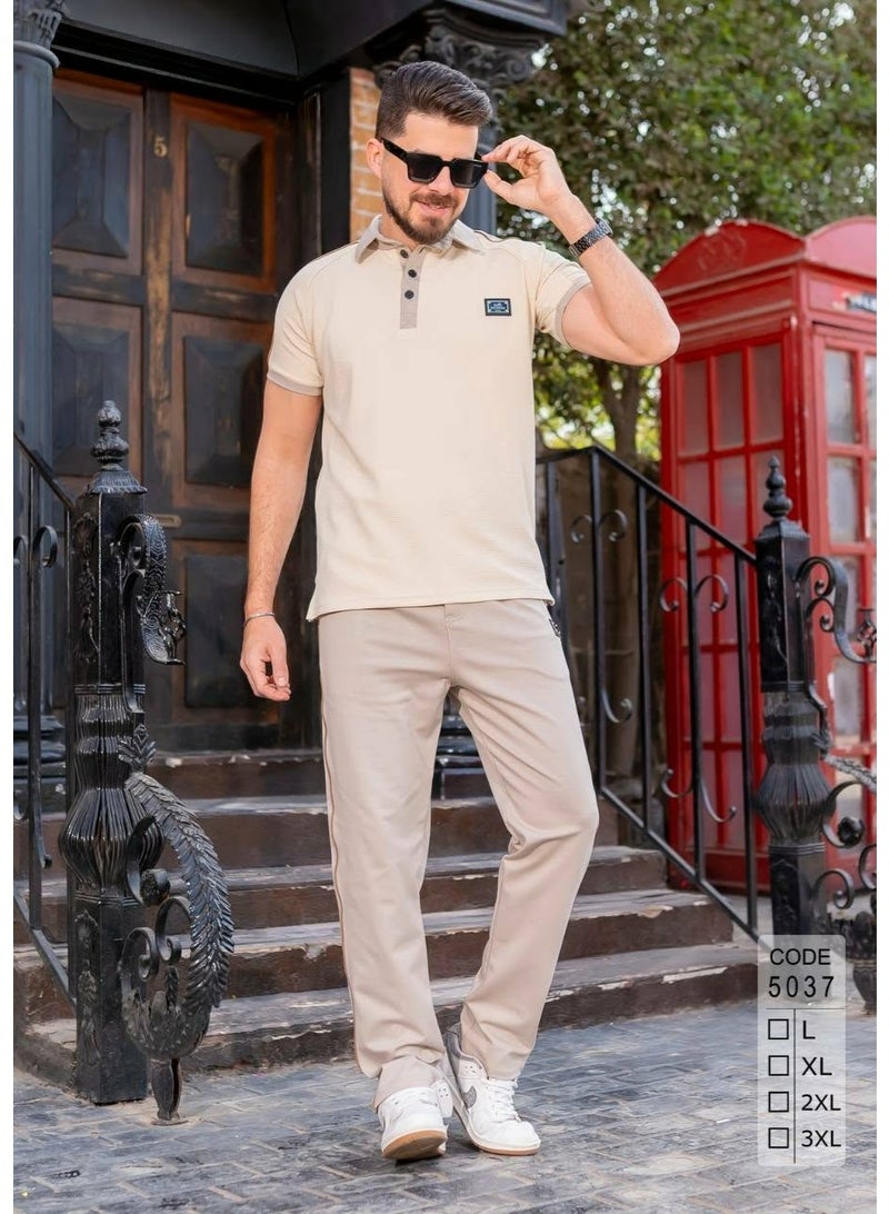 ترنج شبابي صيفي خروج قطن فاخر نقي 100% - تصميم أنيق وشيك لون بيج - مقاس XL - Image 5