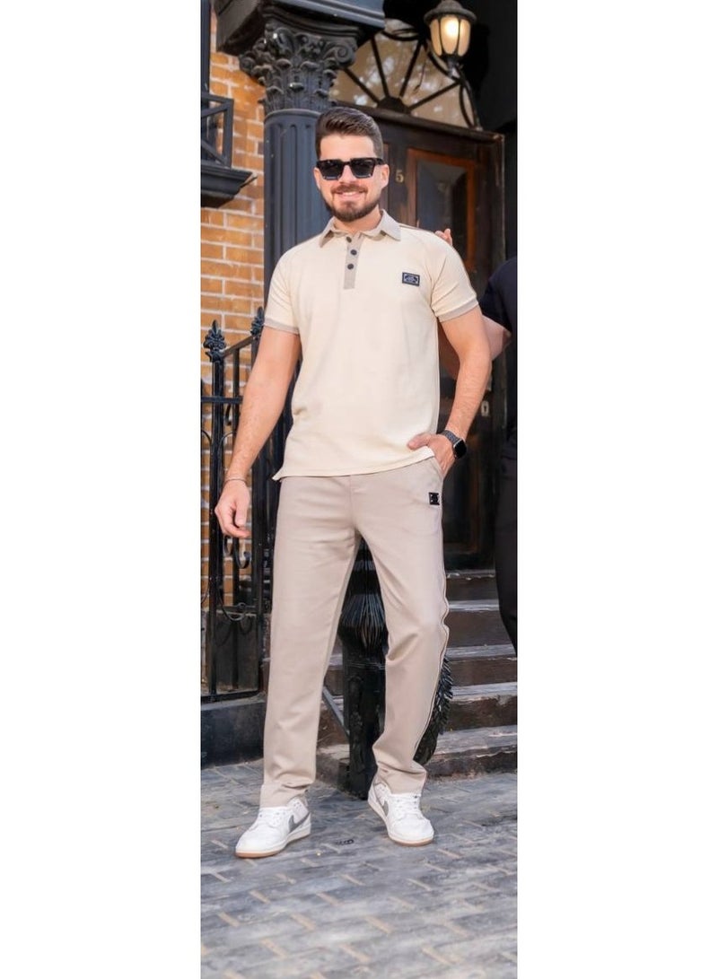 ترنج شبابي صيفي خروج قطن فاخر نقي 100% - تصميم أنيق وشيك لون بيج - مقاس XL - Image 2