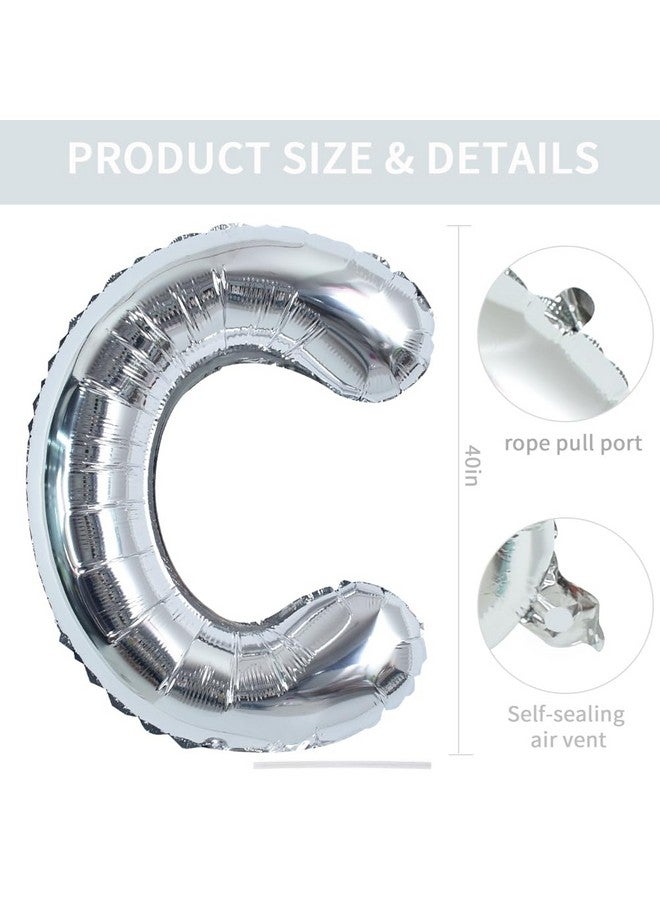 TONIFUL 40 Inch Large Silver Letter C Balloons Helium Balloons,Foil Mylar Big Letter Balloons for Birthday Party Anniversary Supplies Decorations - Image 2