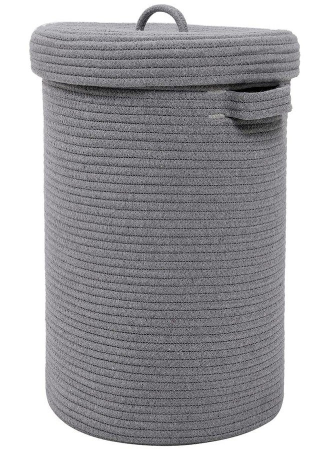BRISHTl 12" X 12" X 14" Large Storage Basket With Lid, Cotton Rope Storage Baskets, Laundry Hamper, Toy Bin, Toys Blankets Pillows Storage In Living Room Baby Nursery,Grey Stiches With Cover - Image 1