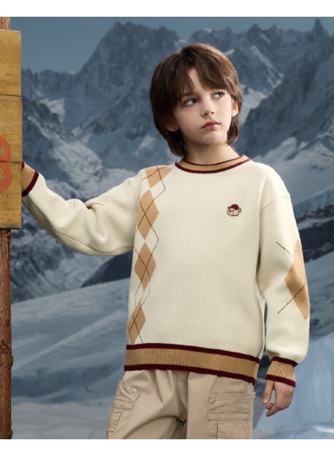 مكد Mqd بلوزة كلاسيكية للأولاد بتصميم ماسي عادي بأسلوب الكلية، المقاس 170 - Image 1