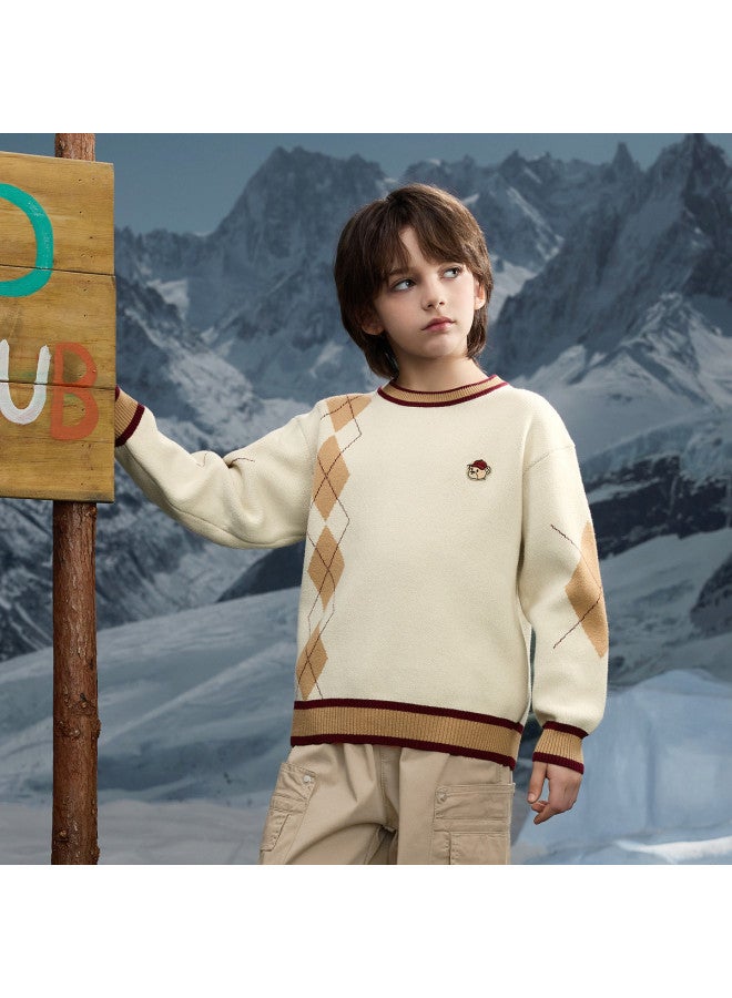 مكد Mqd بلوزة كلاسيكية للأولاد بتصميم ماسي عادي بأسلوب الكلية، المقاس 170 - Image 2