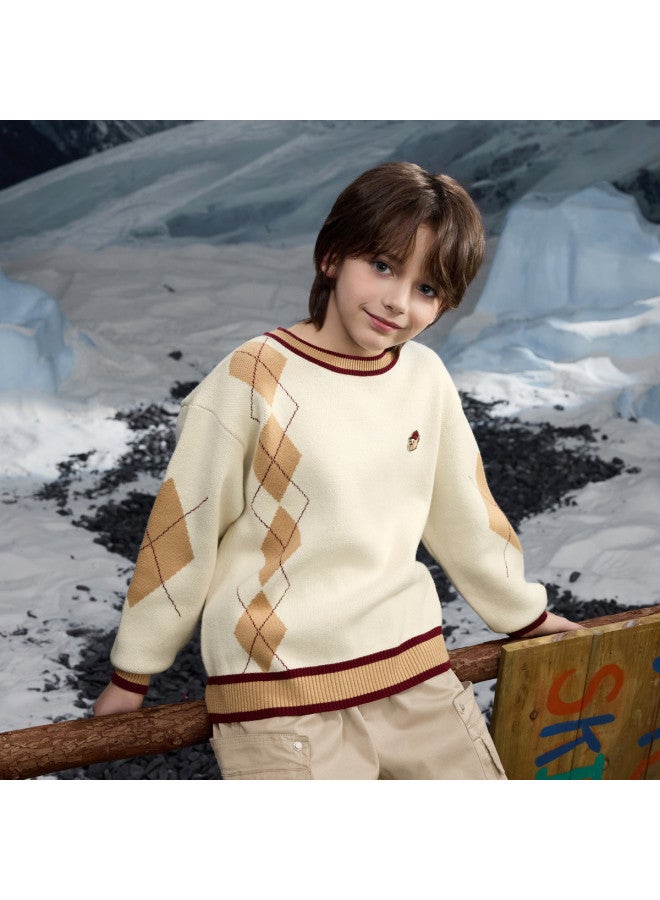 مكد Mqd بلوزة كلاسيكية للأولاد بتصميم ماسي عادي بأسلوب الكلية، المقاس 170 - Image 4