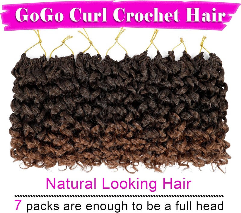 إييريا 7 عبوات من شعر الحياكة GoGo Curl، بطول 10 بوصات، مجعد وقصير، مناسب للنساء، لاستخدامه على الشاطئ مع تصميمات موجية وتموجات عميقة، مع إمكانية ربط الشعر بأشكال مختلفة (10 ��وصات، لون T1B/30) - Image 2