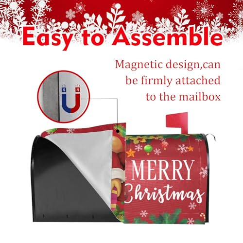 ARKUKT Merry Christmas Mailbox Cover Magnetic Xmas Santa Mailbox Wraps Post Letter Box Cover for Garden Yard Home Decor Standard Size 21" x 18" - Image 5