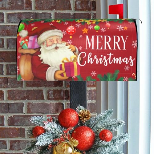ARKUKT Merry Christmas Mailbox Cover Magnetic Xmas Santa Mailbox Wraps Post Letter Box Cover for Garden Yard Home Decor Standard Size 21" x 18" - Image 2