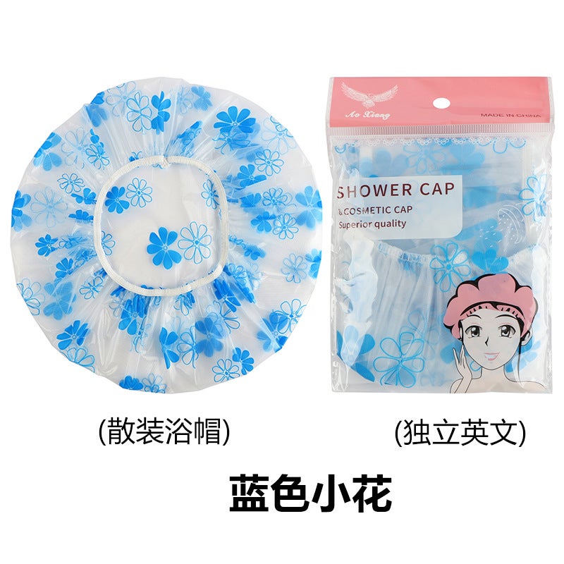 Thickened Shower Cap Women Waterproof Bath Household Shower Dry Hair Cap Quick Universal Disposable Peva Factory - Image 1