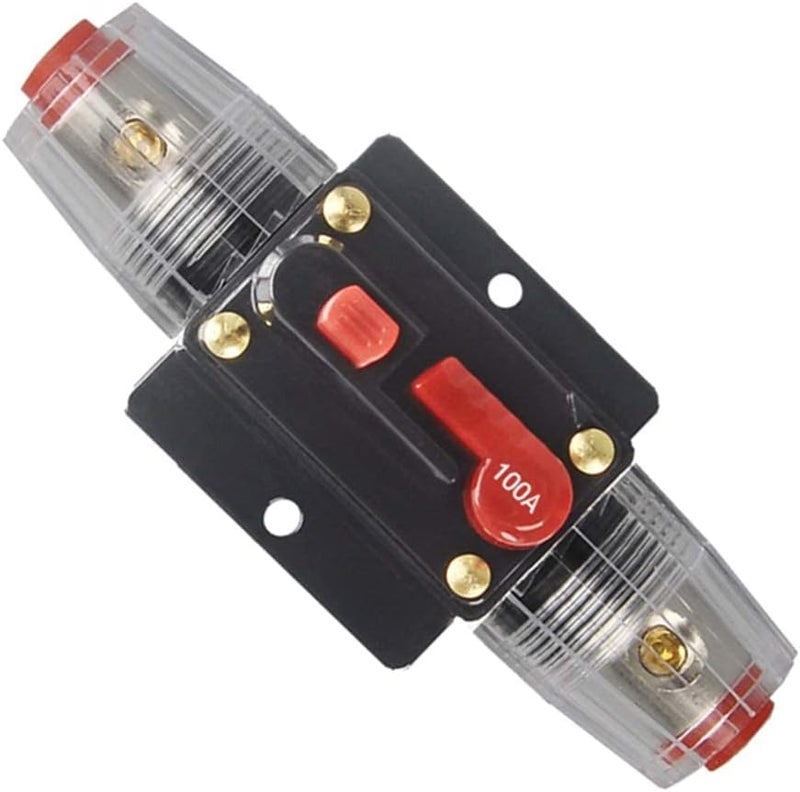 HaveLovely 100A Manual Reset Circuit Breaker Fuse Holder, 12V-24V DC Waterproof Inline Fuse Protector for Automotive Car Audio System, Marine Boat, RV, Solar Inverter Overload Protection - Image 1