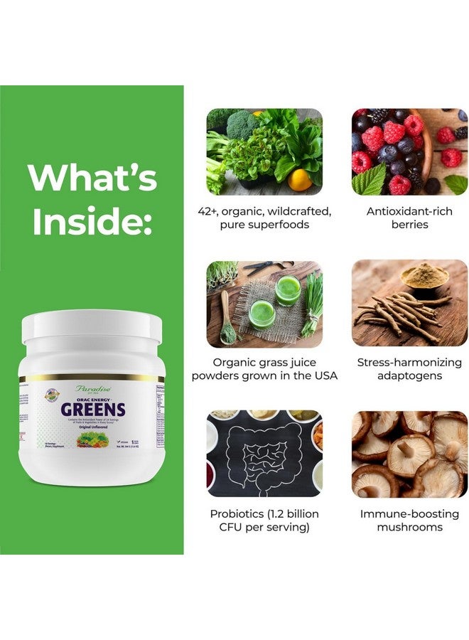 بارادايس هيربس بارادايس، مستخلص مسحوق خضراوات الطاقة أوراك، مضادات أكسدة فائقة، بروبيوتيك لصحة الأمعاء والهضم، فيتامين سي للمناعة، مع سبيرولينا وكلوريلا، غير معدل وراثيًا، خالٍ من الغلوتين، 60 حصة - Image 2