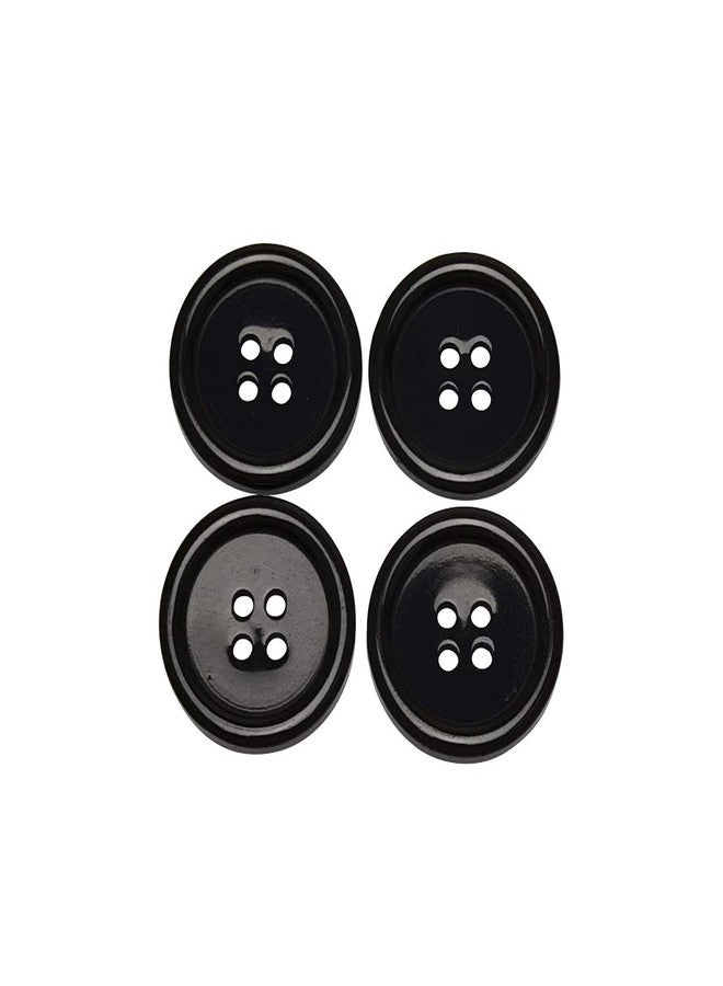 Chenkou Craft Mix Color Plastic Resin Circle Big Button 4 Holes DIY Craft Sewing (Black, 1 1/4"(30mm)) - Image 2
