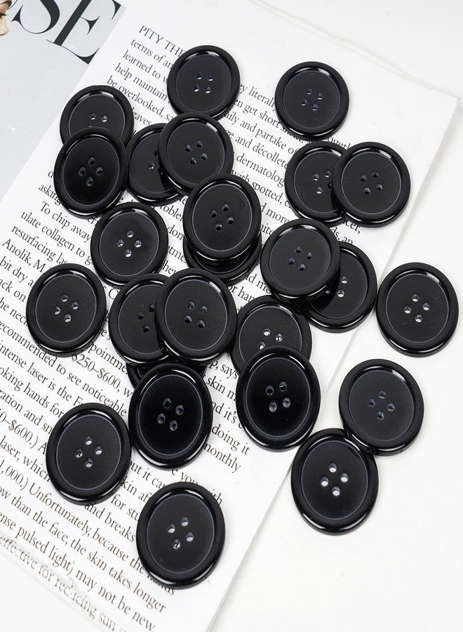Chenkou Craft Mix Color Plastic Resin Circle Big Button 4 Holes DIY Craft Sewing (Black, 1 1/4"(30mm)) - Image 3