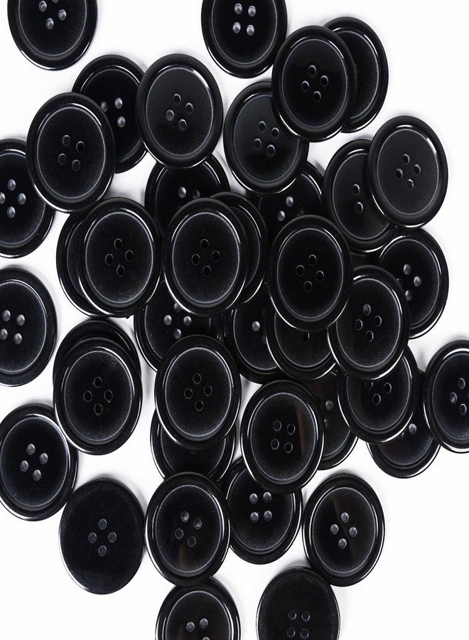 Chenkou Craft Mix Color Plastic Resin Circle Big Button 4 Holes DIY Craft Sewing (Black, 1 1/4"(30mm)) - Image 1