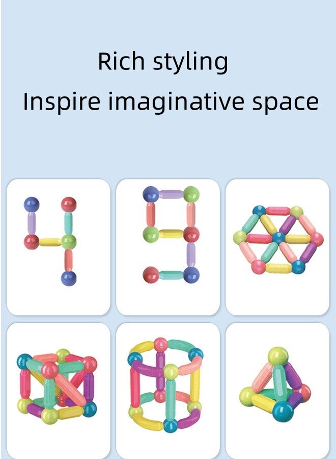 JINGYAN 64 Pieces Magnetic Building Sticks Blocks Toy  - Image 2