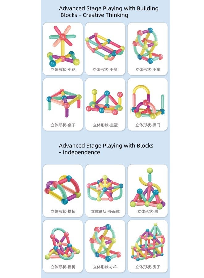 JINGYAN 64 Pieces Magnetic Building Sticks Blocks Toy  - Image 3