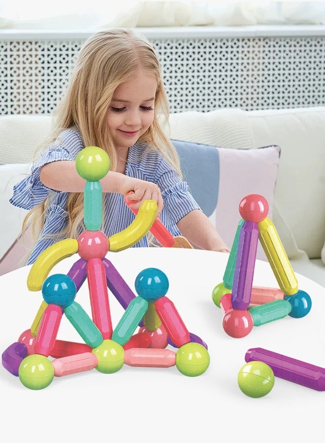 JINGYAN 64 Pieces Magnetic Building Sticks Blocks Toy  - Image 4