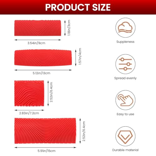 Serplex® 4Pcs Wood Grain Roller Tools Set Multi Size PVC Graining Roller & Comb 2-in-1 Design for Painting, Furniture Finishing, DIY Home Décor, Walls, Doors & Creative Wood Texture Effects - Image 2