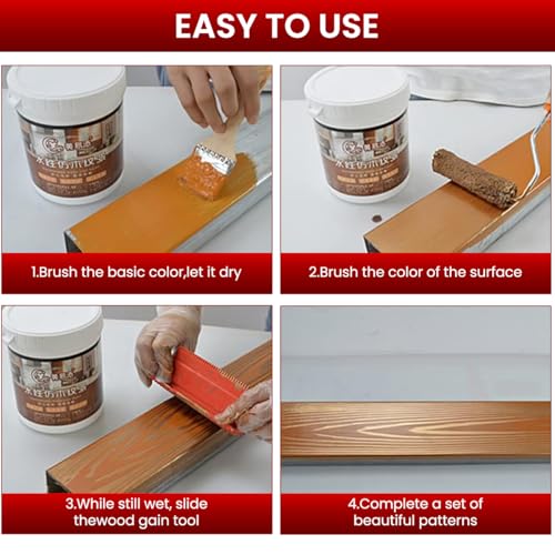 Serplex® 4Pcs Wood Grain Roller Tools Set Multi Size PVC Graining Roller & Comb 2-in-1 Design for Painting, Furniture Finishing, DIY Home Décor, Walls, Doors & Creative Wood Texture Effects - Image 3