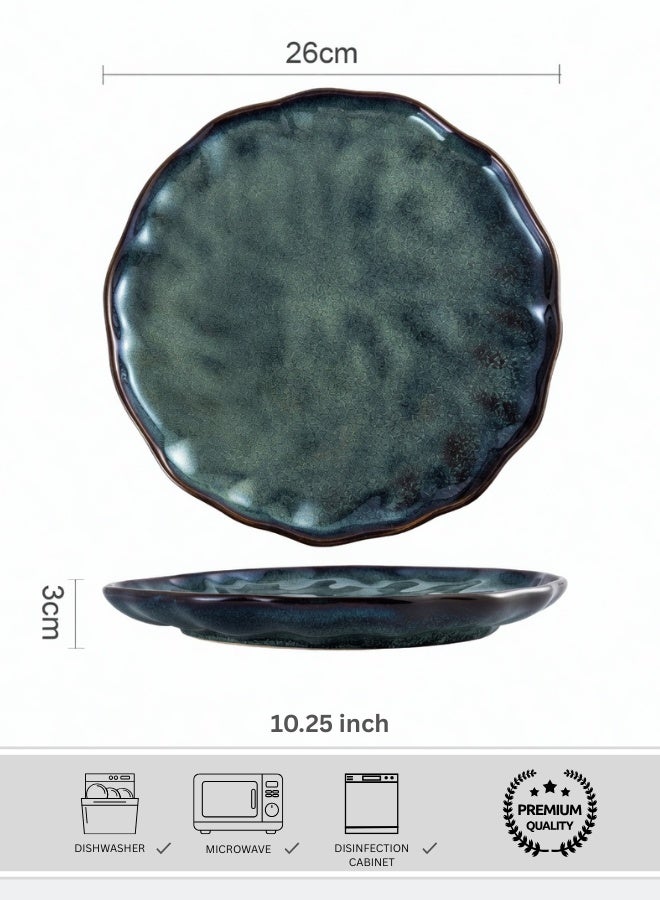 Japanese Style Ceramic Dinner Plate, Premium Porcelain Plate 10.25 inch, Misty Green Round Handcrafted Creative Dinner Plate, Perfect for Steak, Pasta, Salad, Main Courses - Image 1