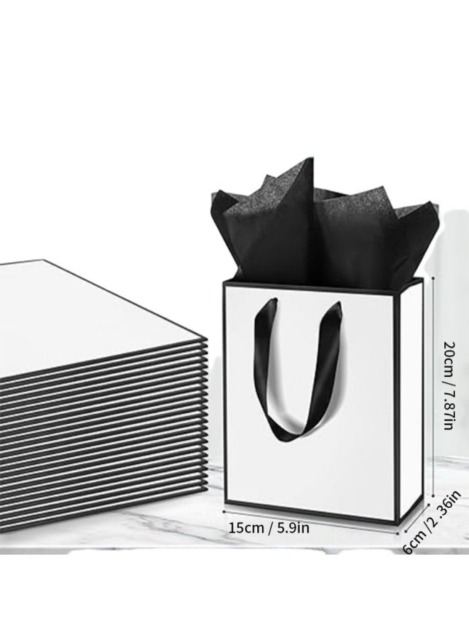 5 قطع من أكياس الهدايا الصغيرة مع 5 قطع من أكياس هدايا الحفلات الورقية بمقابض للتسوق والحفلات وأعياد الميلاد والهدايا في العطلات - Image 3