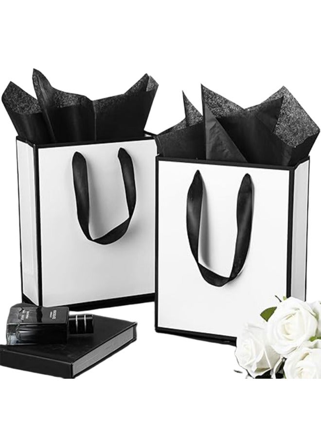 5 قطع من أكياس الهدايا الصغيرة مع 5 قطع من أكياس هدايا الحفلات الورقية بمقابض للتسوق والحفلات وأعياد الميلاد والهدايا في العطلات - Image 4