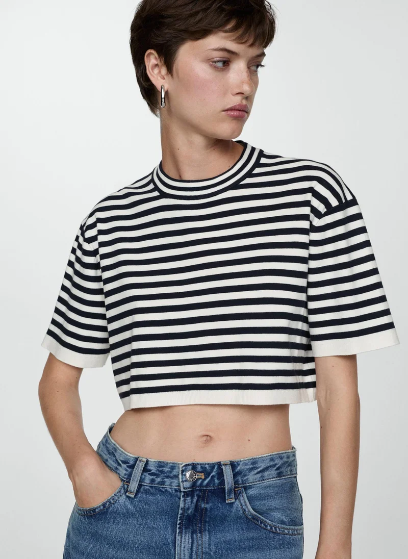 MANGO Stripes Crop Cardigan