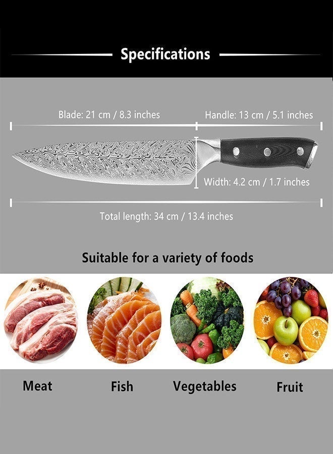 Saiboro Chef Knife Kitchen Knives 8 inch,Professional Damascus Steel Pattern Style,Home Cook Kitchen Chef's Knife,Premium Super Sharp Universal Knife,Made of German High-carbon Stainless Steel, With Gift Box - Image 2