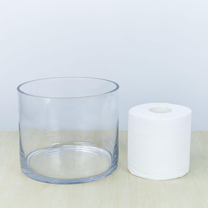 CYS Excel Glass Cylinder Vase â€“ 7" Wide x 6" Tall | Best for 3â€ Pillar Candles and Floating Candles | Hurricane Candle Holder & Flower Centerpiece - Image 4
