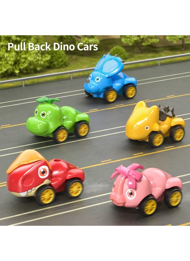 babyhome Dinosaur Truck Toys for Kids 3-5, Friction Power Transport Car Load 5 Cartoon Pull Back Dino Figures Vehicle, Toddler Carrier Truck Play Set, Birthday Gift for 3 4 5 6+ Year Old Boys and Girls  - Image 3