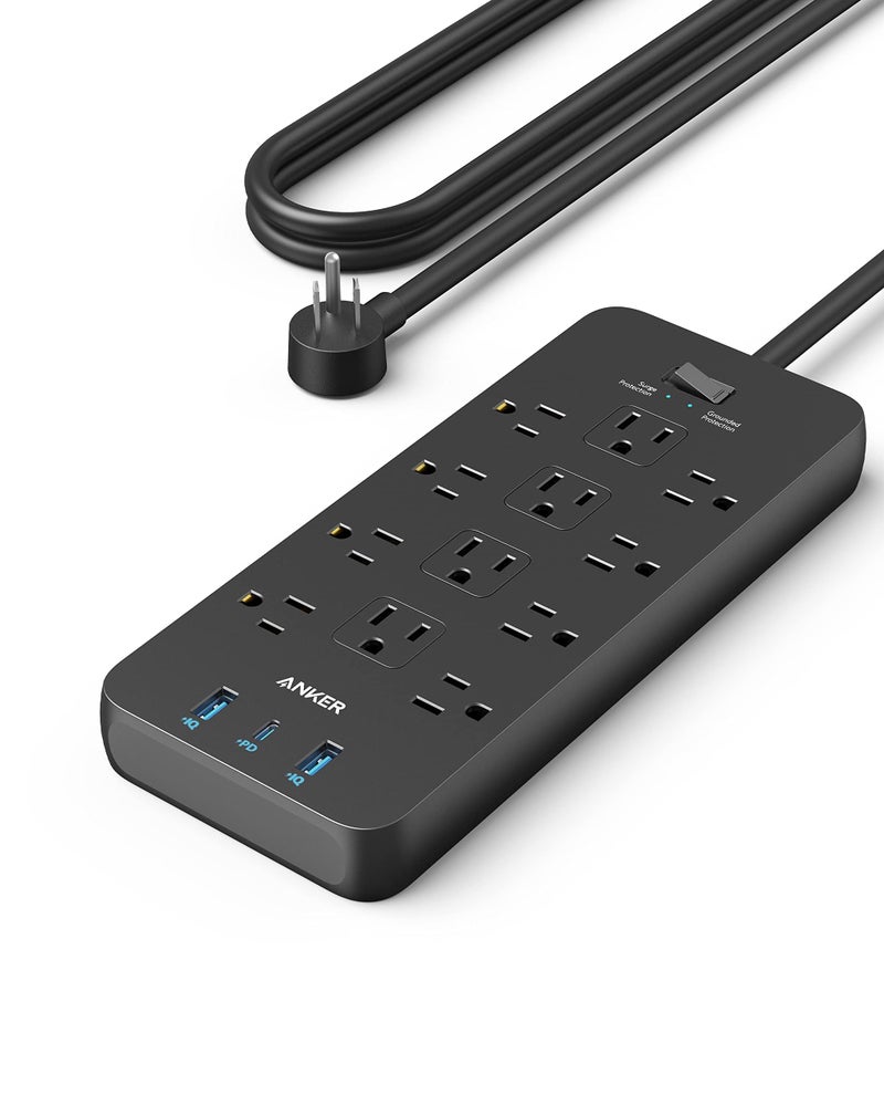 Anker Power Strip with 3 USB Ports, Surge Protector (2100J-10ft), 12 Outlets, 2 USB-A Ports and 1 USB-C Port, Works with iPhone 16/16 Plus/16 Pro/16 Pro Max, for Home, Office, TUV Listed - Image 1