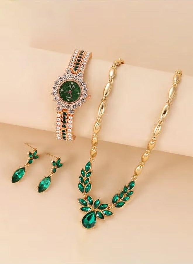 XSVO 3 in 1 Women's Necklace,Watch,earring Gift Set,Quartz Watch,Women Watch Business Gifts Unique Wristwatch,Holiday Gifts,Birthday Gifts - Image 4
