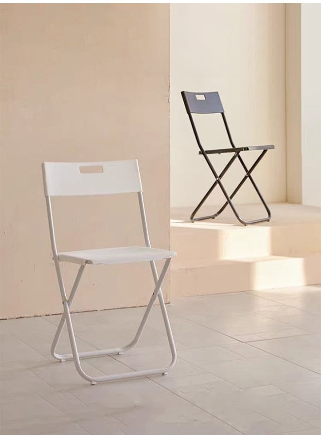 كرسي قابل للطي ، مقاعد بلاستيكية بيضاء قوية مع إطار معدني متين ، مثالية للأحداث والحفلات وحفلات الزفاف والترفيه في الهواء الطلق - Image 4