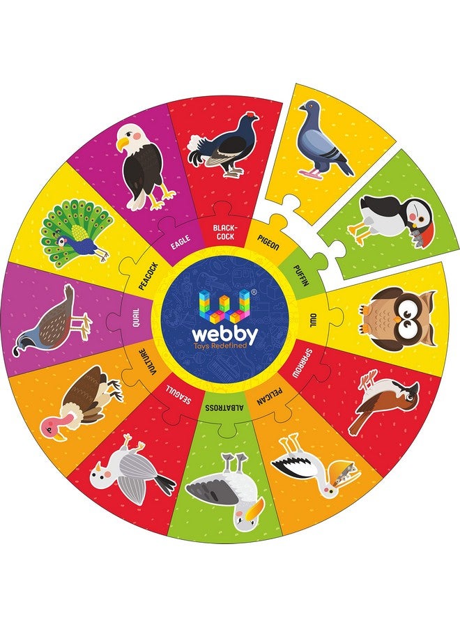 ويبي لعبة تركيب الصور المقطوعة الخشبية المستديرة "طيور ويبي"، 13 قطعة، مناسبة للأطفال من عمر 3 إلى 8 سنوات - Image 1