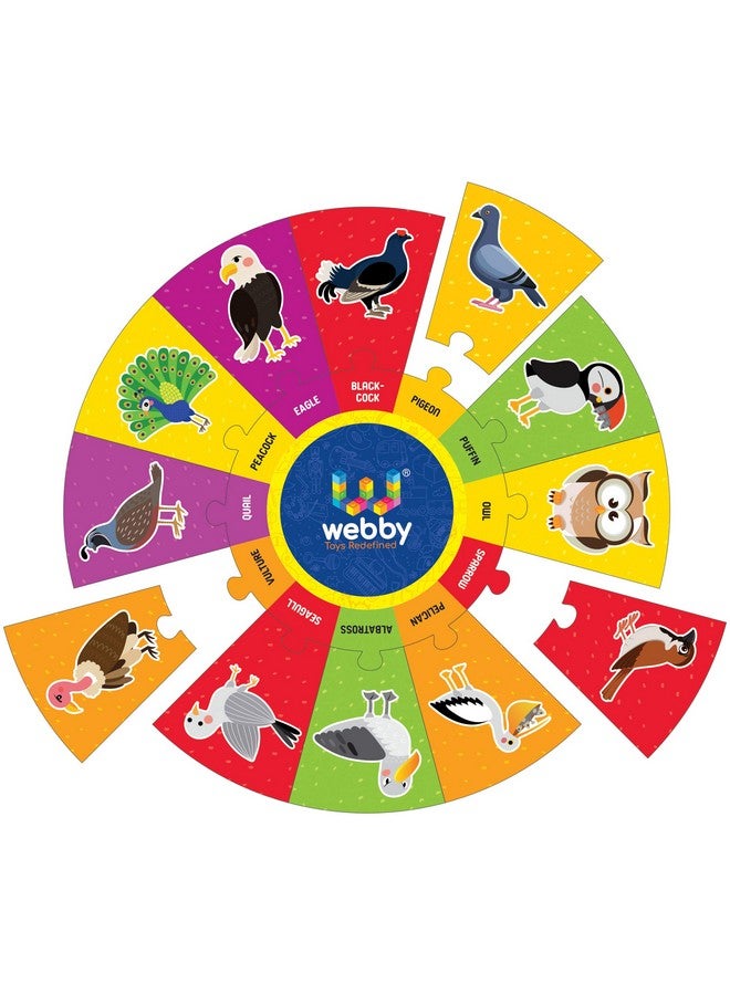 ويبي لعبة تركيب الصور المقطوعة الخشبية المستديرة "طيور ويبي"، 13 قطعة، مناسبة للأطفال من عمر 3 إلى 8 سنوات - Image 3