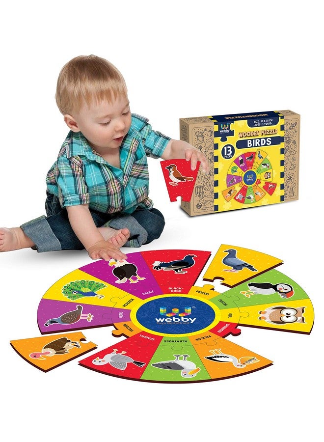 ويبي لعبة تركيب الصور المقطوعة الخشبية المستديرة "طيور ويبي"، 13 قطعة، مناسبة للأطفال من عمر 3 إلى 8 سنوات - Image 2