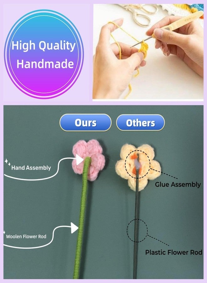 Aiouclay Tulips Crochet Flower Bouquet,Completed Knitted Flowers with Finished Exquisite Wrap,Handmade Artificial Flowers All-Occasion Gift for Wife Girlfriend Women Wedding, Birthday, Anniversary - Image 2