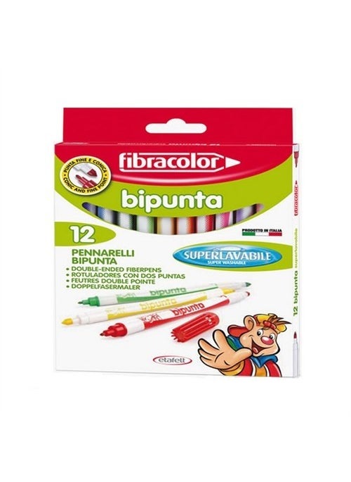 Fibracolor Bipunta 12 Colors Double Tip Felt Tip Pen 10544 