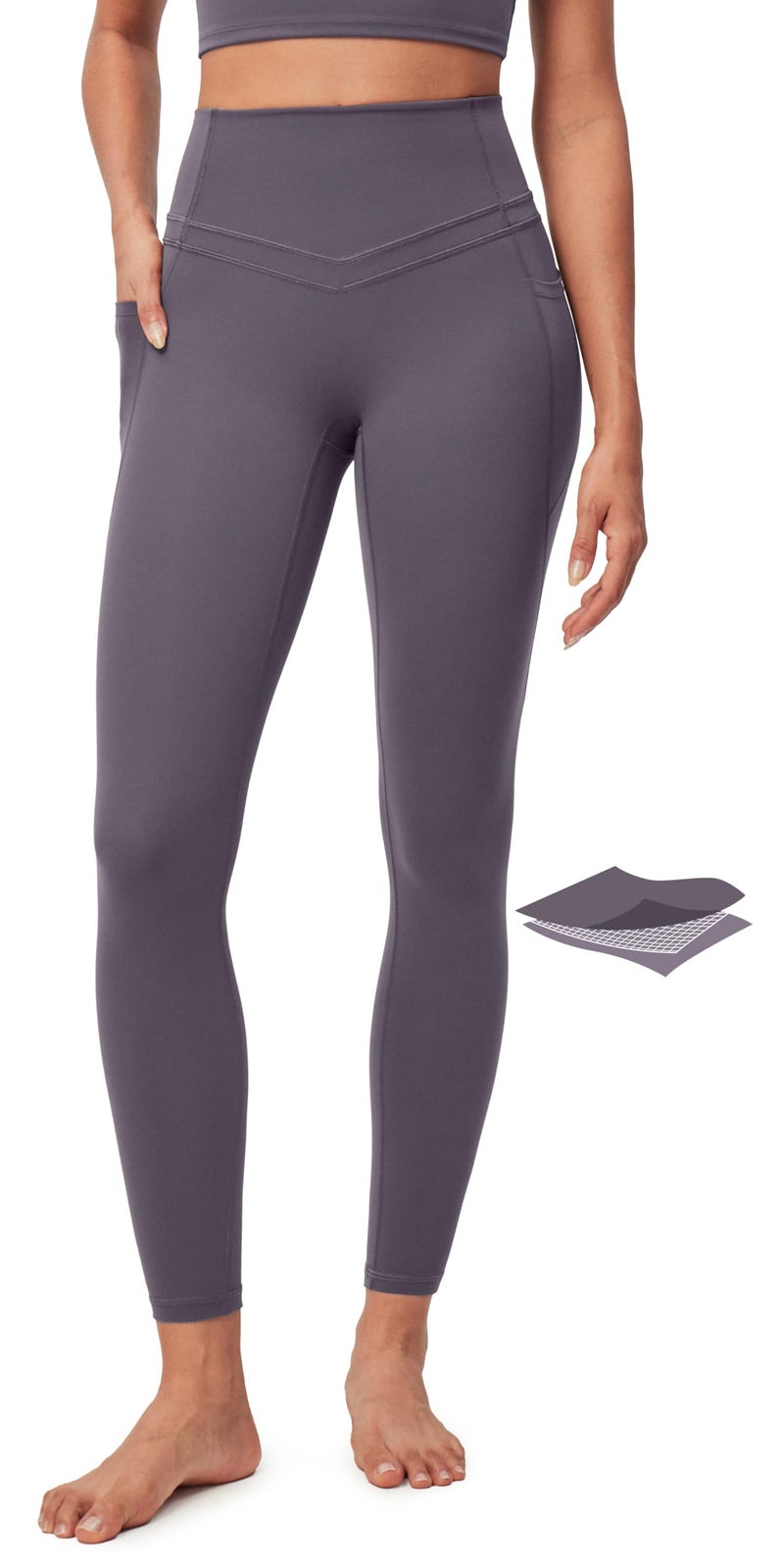 IUGA Compression Leggings with Pockets for Women Tummy Control Leggings No Front Seam Workout High Waist Yoga Pants,Iron Gray - Image 1