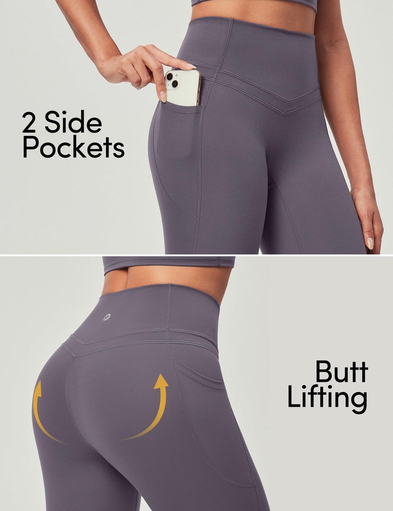 IUGA Compression Leggings with Pockets for Women Tummy Control Leggings No Front Seam Workout High Waist Yoga Pants,Iron Gray - Image 5