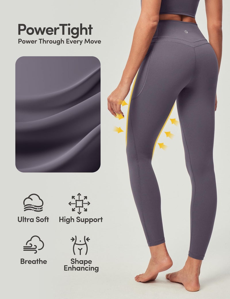 IUGA Compression Leggings with Pockets for Women Tummy Control Leggings No Front Seam Workout High Waist Yoga Pants,Iron Gray - Image 3