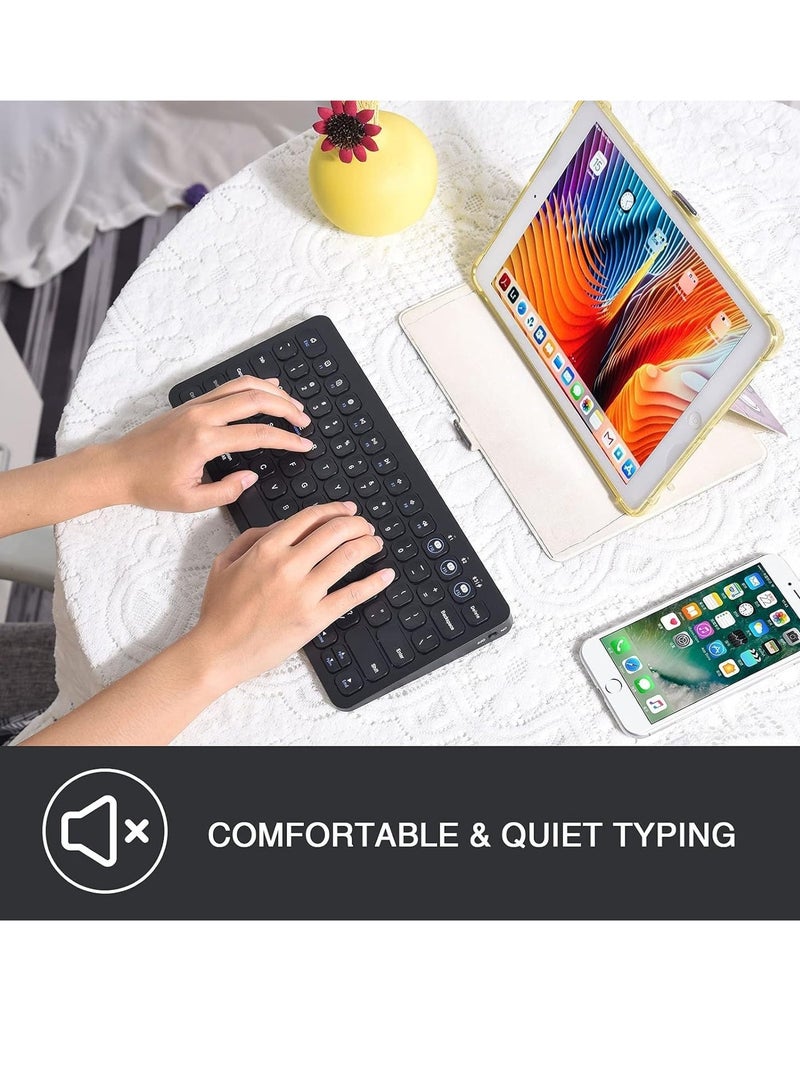 بوينت لوحة مفاتيح صغيرة - ثنائية الوضع PT380، صامتة (بلوتوث ولاسلكية)، متعددة الأجهزة (BT1، BT2، BT3، 2.4 جيجاهرتز) -10 أمتار، متوافقة مع أنظمة IOS/Windows/Android للتلفزيونات الذكية والأجهزة اللوحية (العربية/الإنجليزية) | أسود - Image 3
